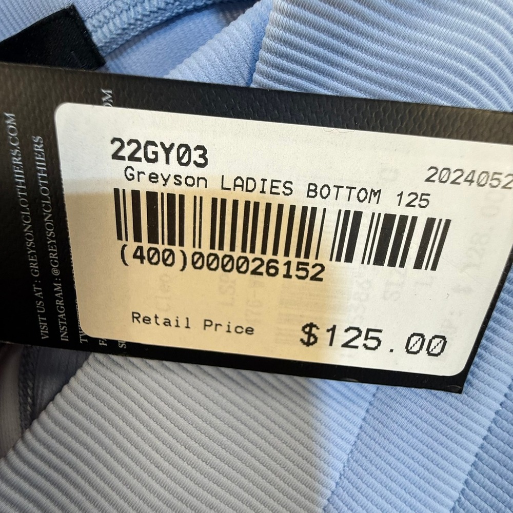 Greyson Clothiers Ribbed High Waisted Leggings Light Blue Drawstring NWT Size L - Picture 9 of 11